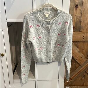 Jessica Simpson Gray Cardigan with Pink Accents